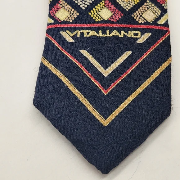 Vitaliano Pancaldi necktie black red 100%silk abstract tie luxury handmade Italy